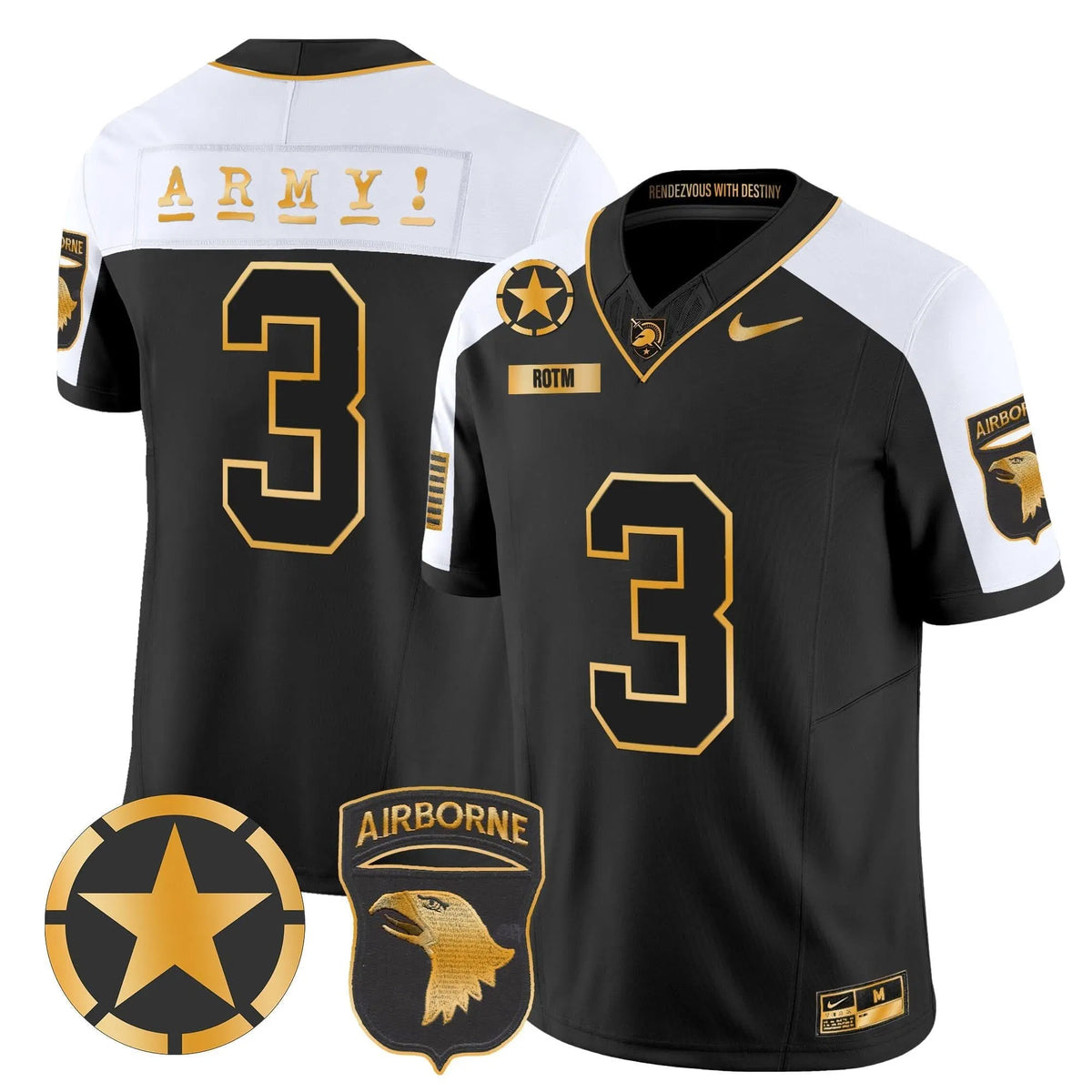 Personalized ABK 101st Airborne Division Patch 2026 Gold Vapor Limited Jersey - Alternate / #3 ROTM Stitched