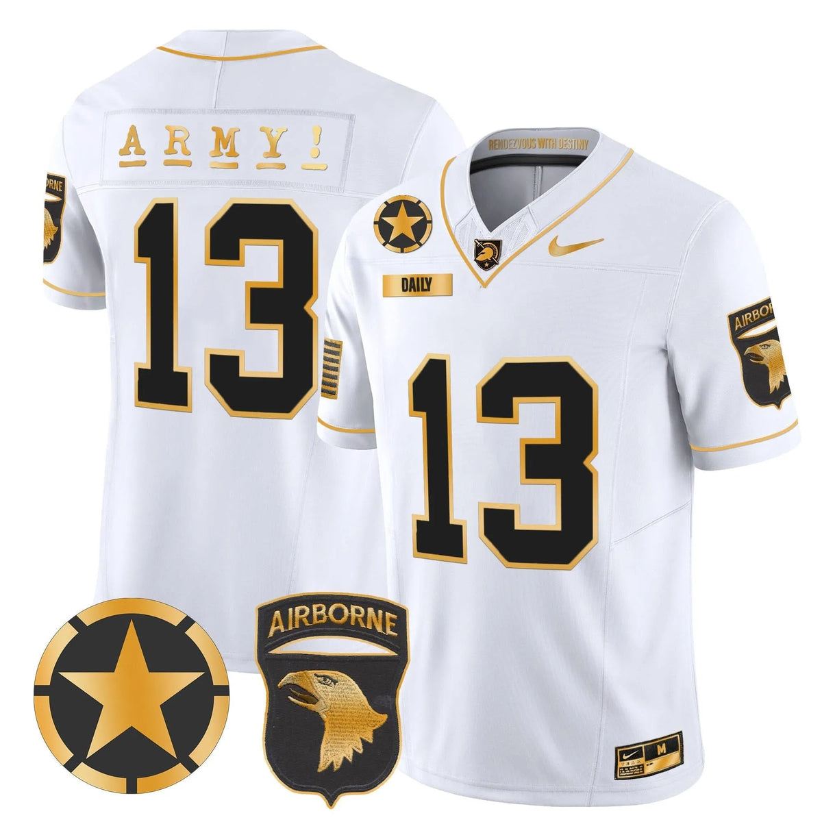 Personalized ABK 101st Airborne Division Patch 2026 Gold Vapor Limited Jersey - White Gold / Bryson Daily Stitched