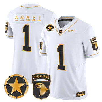 Personalized ABK 101st Airborne Division Patch 2026 Gold Vapor Limited Jersey - White Gold / #1 Team Stitched