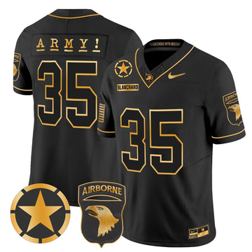 Personalized ABK 101st Airborne Division Patch 2026 Gold Vapor Limited Jersey - Black Gold / Doc Blanchard Stitched