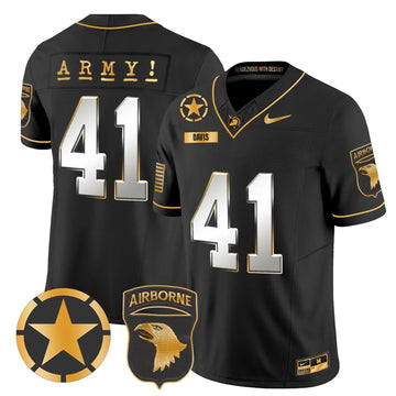 Personalized ABK 101st Airborne Division Patch 2026 Gold Vapor Limited Jersey - Black Limited / Glenn Davis Stitched