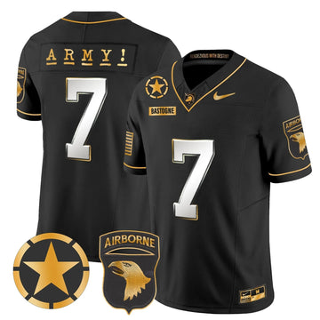 Personalized ABK 101st Airborne Division Patch 2026 Gold Vapor Limited Jersey - Black Limited / #7 Bastogne Stitched