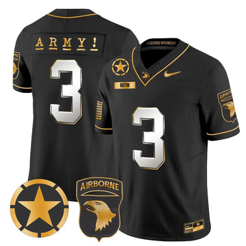 Personalized ABK 101st Airborne Division Patch 2026 Gold Vapor Limited Jersey - Black Limited / #3 ROTM Stitched