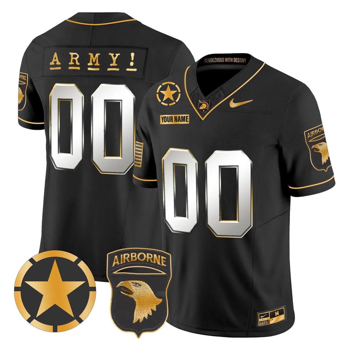 Personalized ABK 101st Airborne Division Patch 2026 Gold Vapor Limited Custom Jersey - Black Limited Stitched