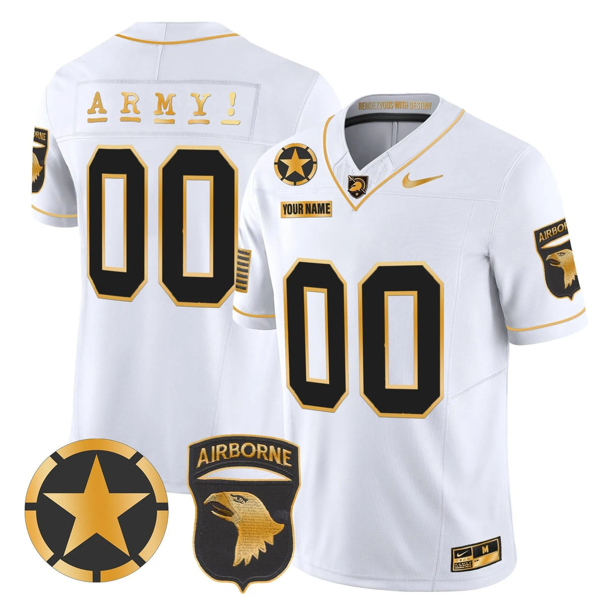 Personalized ABK 101st Airborne Division Patch 2026 Gold Vapor Limited Custom Jersey - White Gold Stitched