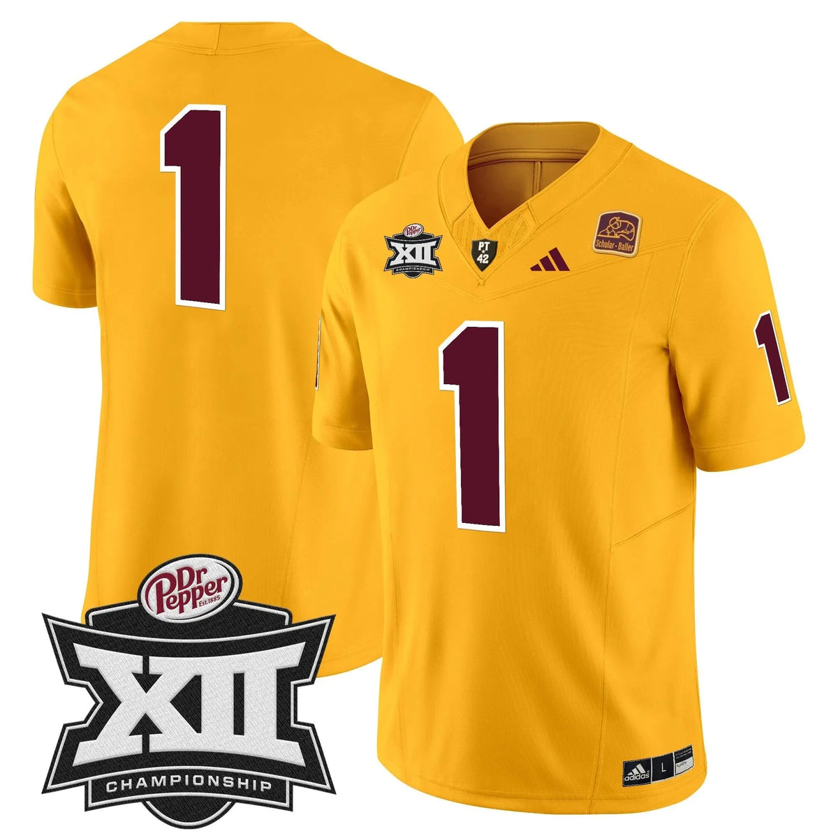 Personalized SD 2026 Big 12 Championship Patch Vapor Limited Jersey - Gold / #1 Team Stitched