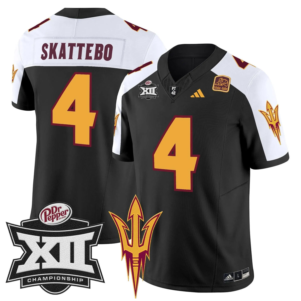 Personalized SD 2026 Big 12 Championship Patch Vapor Limited Jersey - Black Alternate / Cam Skattebo Stitched