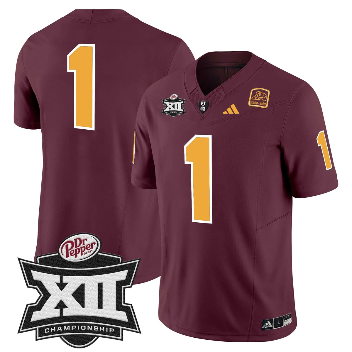 Personalized SD 2026 Big 12 Championship Patch Vapor Limited Jersey - Maroon / #1 Team Stitched