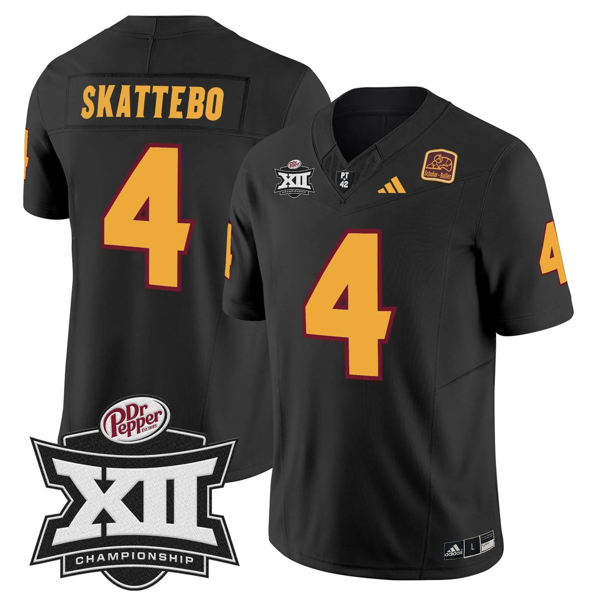 Personalized SD 2026 Big 12 Championship Patch Vapor Limited Jersey - Black / Cam Skattebo Stitched