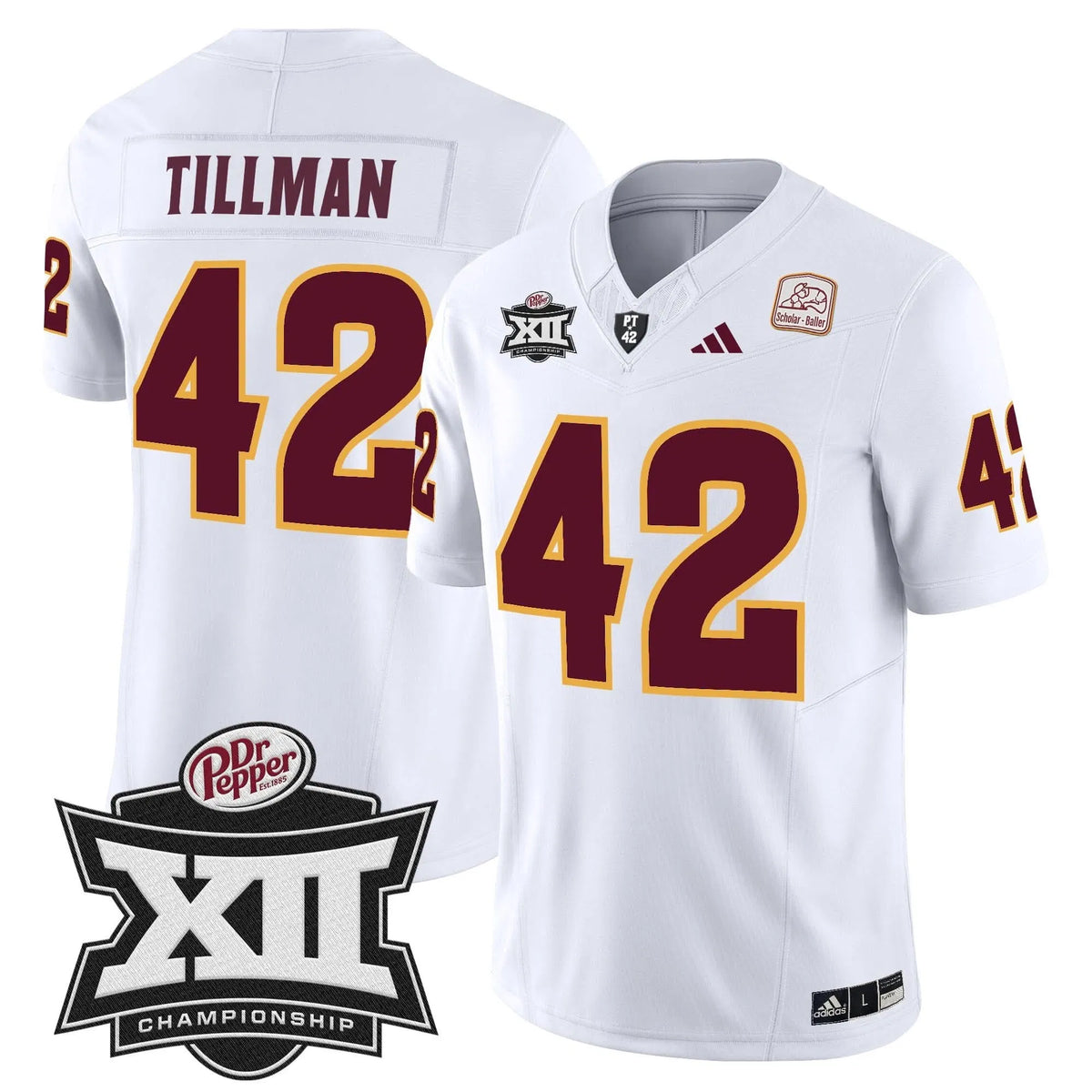 Personalized SD 2026 Big 12 Championship Patch Vapor Limited Jersey - White / Pat Tillman Stitched