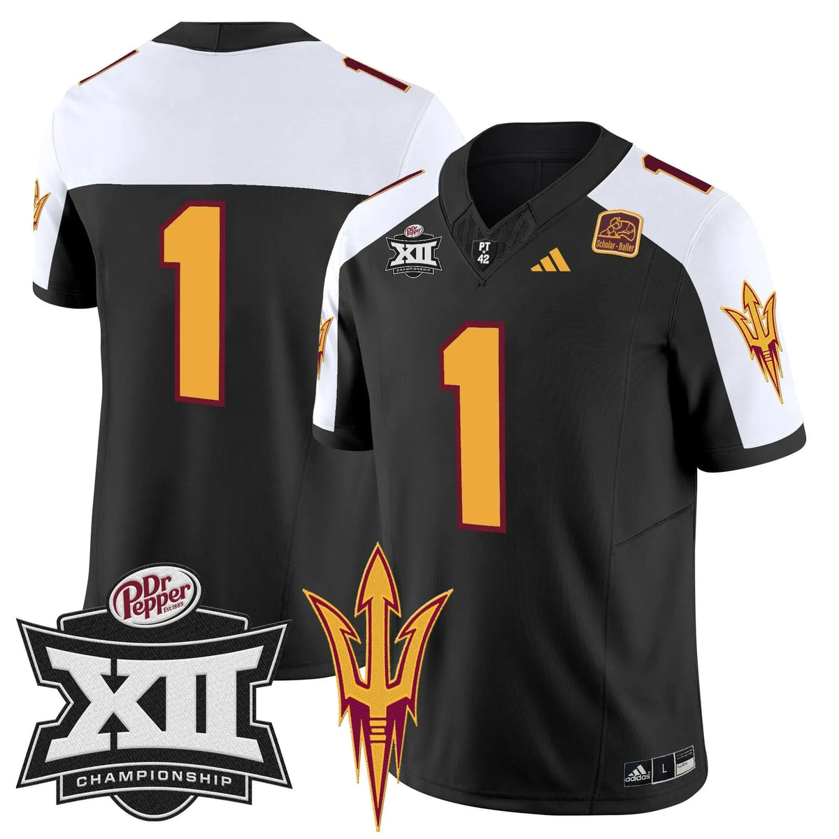 Personalized SD 2026 Big 12 Championship Patch Vapor Limited Jersey - Black Alternate / #1 Team Stitched