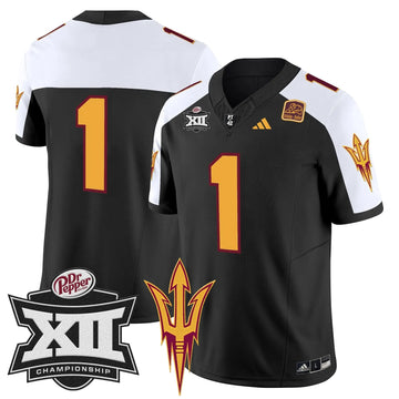 Personalized SD 2026 Big 12 Championship Patch Vapor Limited Jersey - Black Alternate / #1 Team Stitched