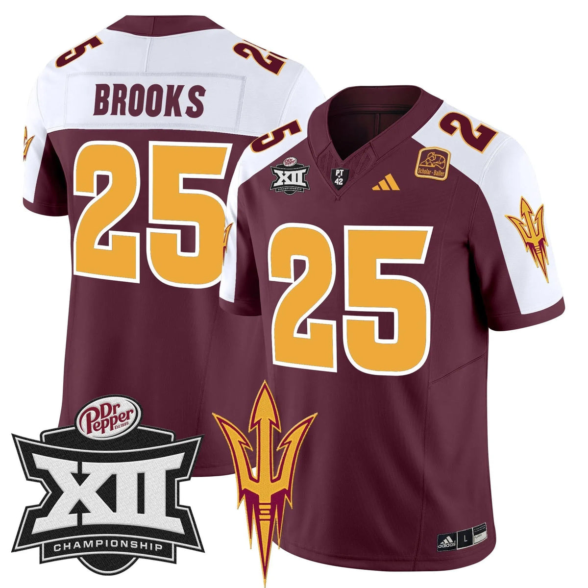 Personalized SD 2026 Big 12 Championship Patch Vapor Limited Jersey - Maroon Alternate / DeCarlos Brooks Stitched