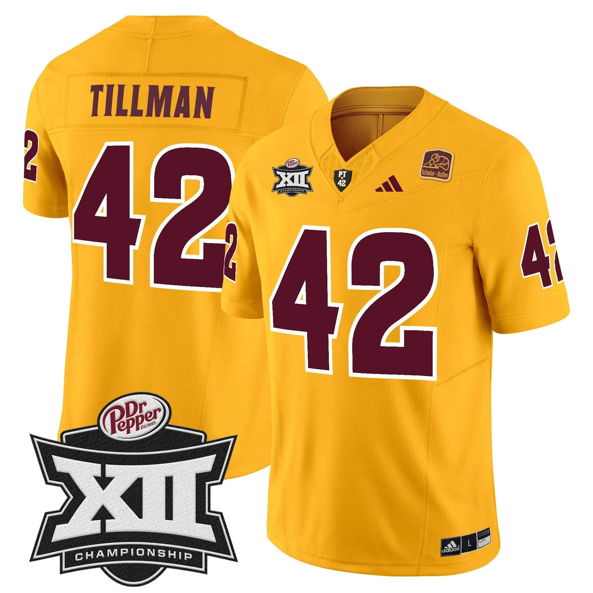 Personalized SD 2026 Big 12 Championship Patch Vapor Limited Jersey - Gold / Pat Tillman Stitched