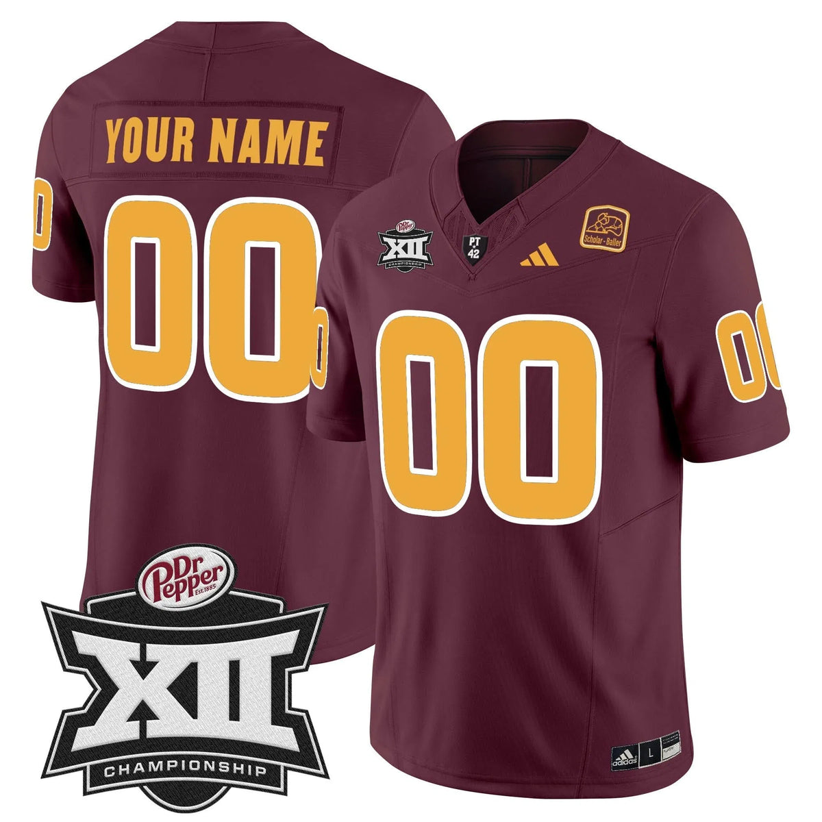 Personalized SD 2026 Big 12 Championship Patch Vapor Limited Custom Jersey - Maroon Stitched