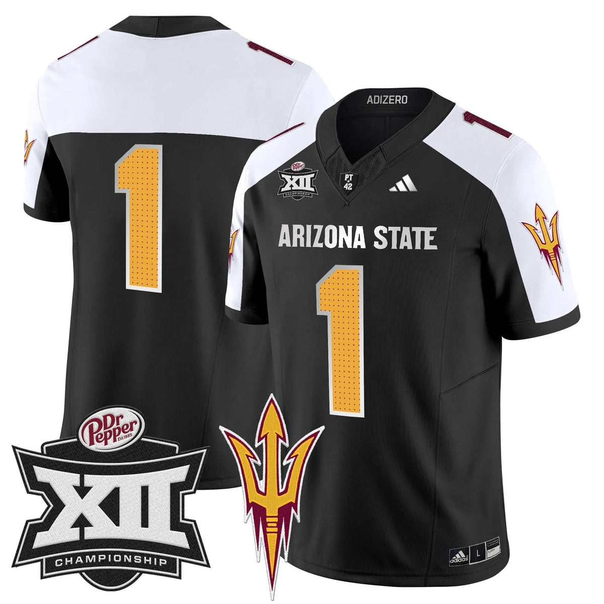 Personalized SD 2026 Big 12 Championship Patch Vapor Limited Jersey V2 - Black Alternate / #1 Team Stitched