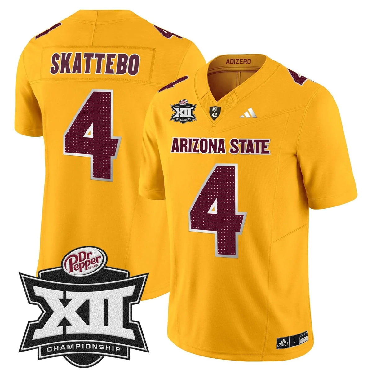 Personalized SD 2026 Big 12 Championship Patch Vapor Limited Jersey V2 - Gold / Cam Skattebo Stitched