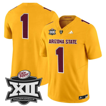 Personalized SD 2026 Big 12 Championship Patch Vapor Limited Jersey V2 - Gold / #1 Team Stitched