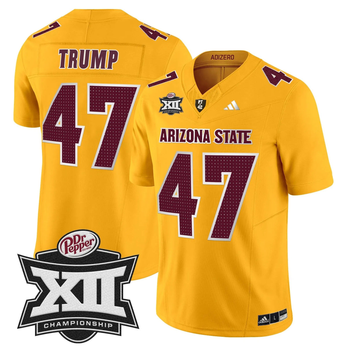 Personalized SD 2026 Big 12 Championship Patch Vapor Limited Jersey V2 - Gold / Trump Stitched