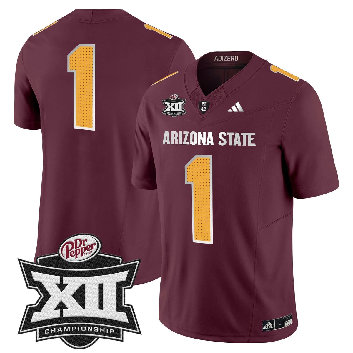 Personalized SD 2026 Big 12 Championship Patch Vapor Limited Jersey V2 - Maroon / #1 Team Stitched