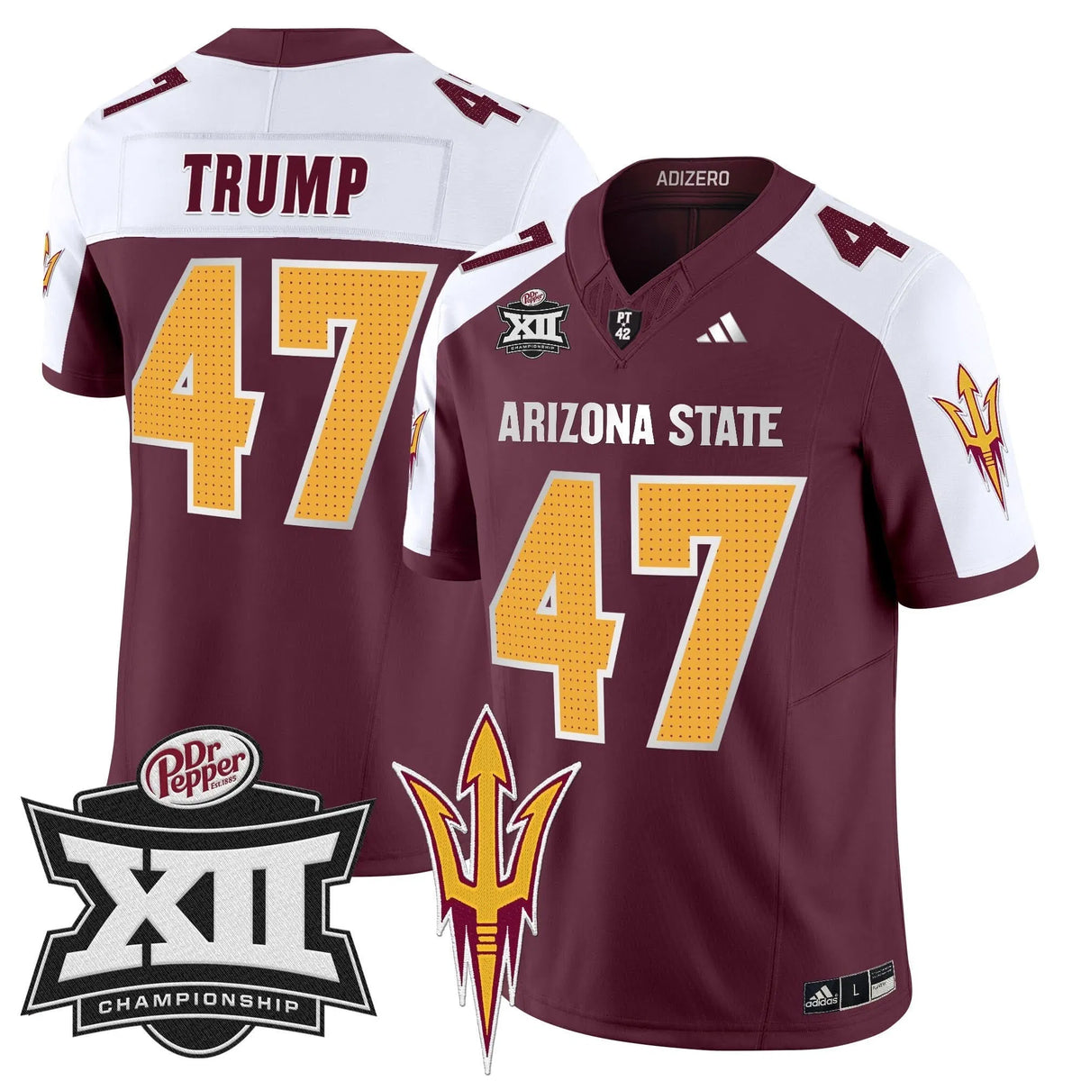 Personalized SD 2026 Big 12 Championship Patch Vapor Limited Jersey V2 - Maroon Alternate / Trump Stitched