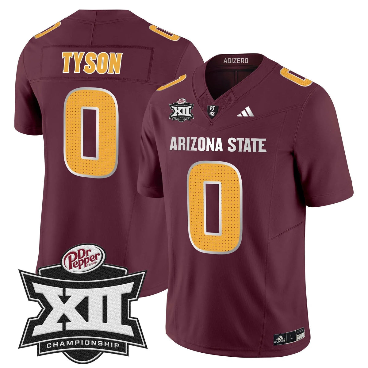 Personalized SD 2026 Big 12 Championship Patch Vapor Limited Jersey V2 - Maroon / Jordyn Tyson Stitched