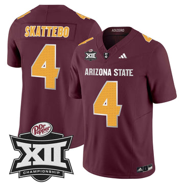 Personalized SD 2026 Big 12 Championship Patch Vapor Limited Jersey V2 - Maroon / Cam Skattebo Stitched