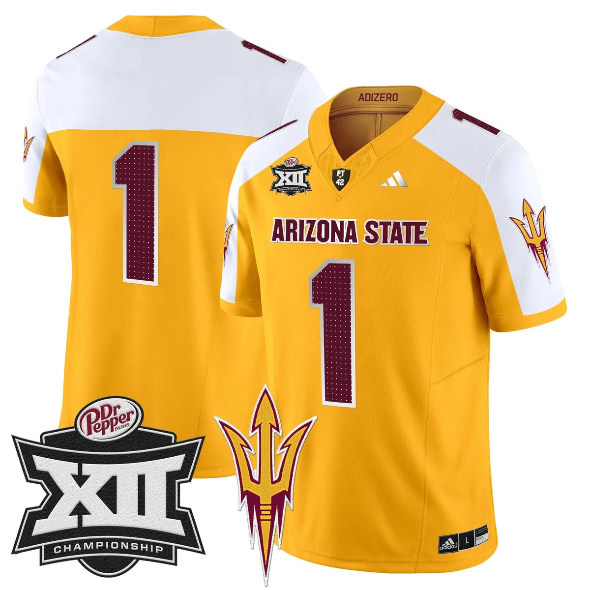 Personalized SD 2026 Big 12 Championship Patch Vapor Limited Jersey V2 - Gold Alternate / #1 Team Stitched