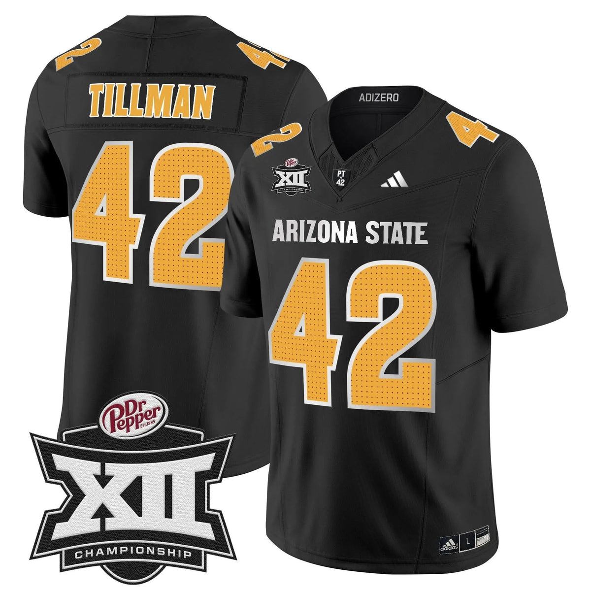 Personalized SD 2026 Big 12 Championship Patch Vapor Limited Jersey V2 - Black / Pat Tillman Stitched