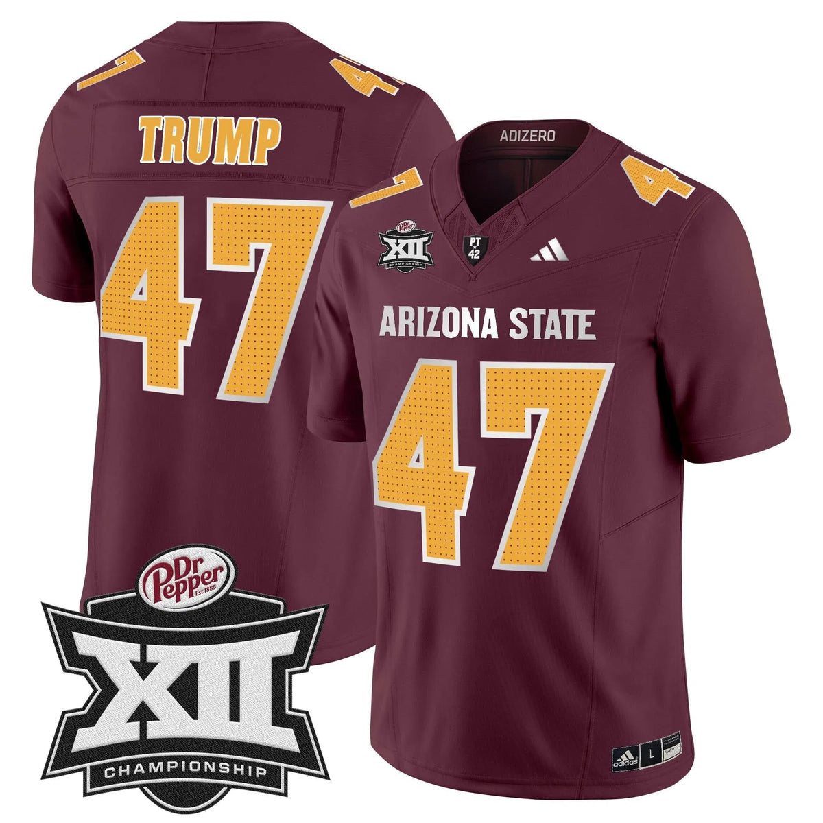 Personalized SD 2026 Big 12 Championship Patch Vapor Limited Jersey V2 - Maroon / Trump Stitched