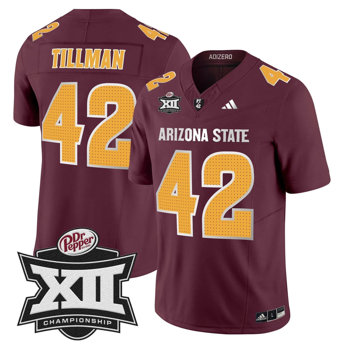 Personalized SD 2026 Big 12 Championship Patch Vapor Limited Jersey V2 - Maroon / Pat Tillman Stitched