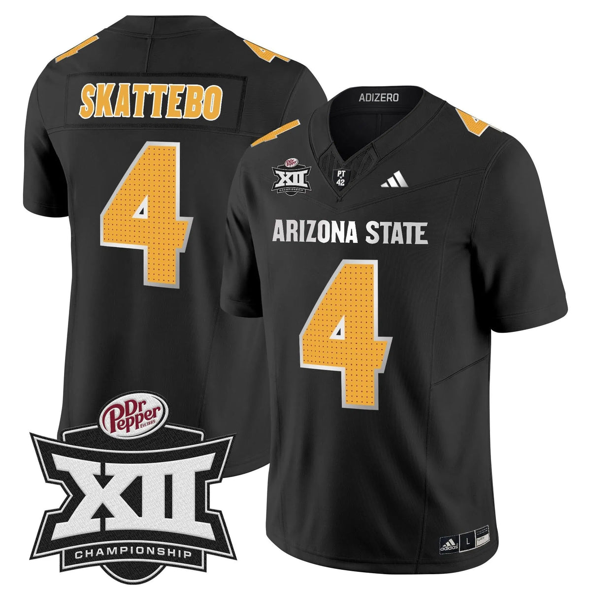 Personalized SD 2026 Big 12 Championship Patch Vapor Limited Jersey V2 - Black / Cam Skattebo Stitched
