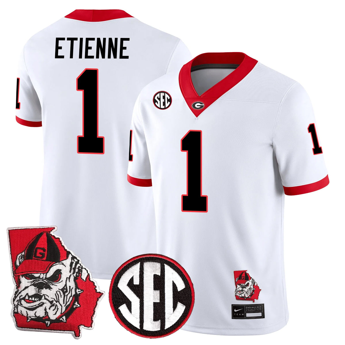 Personalized GB Football 24/25 Jersey - Georgia State Map Patch - ETIENNE - 1 / White Stitched