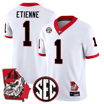 Personalized GB Football 24/25 Jersey - Georgia State Map Patch - ETIENNE - 1 / White Stitched