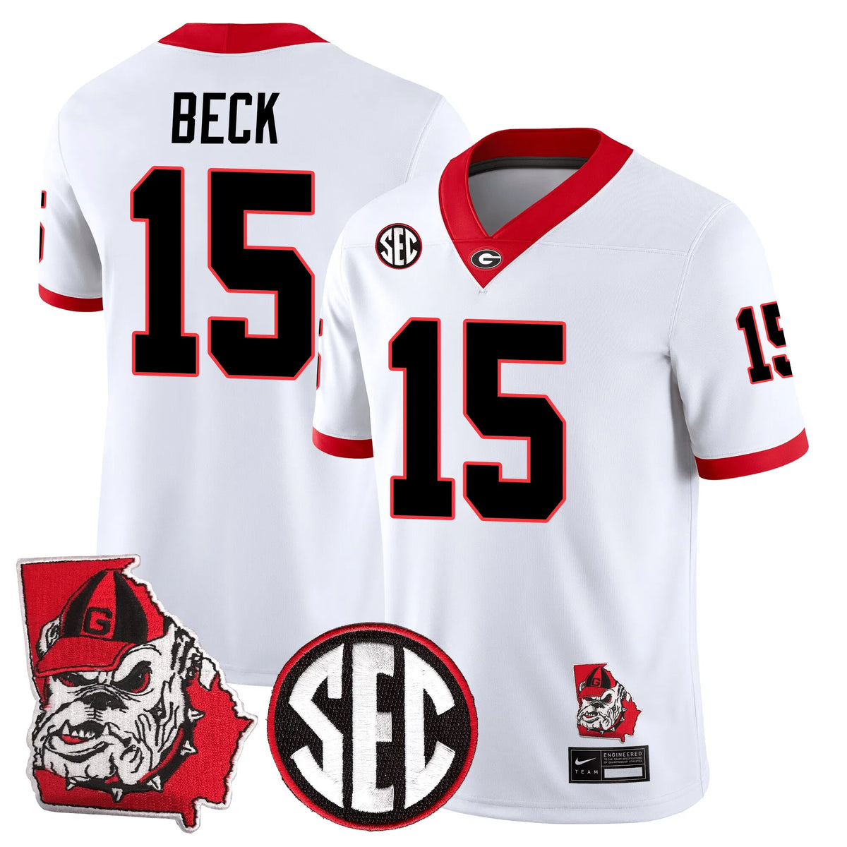 Personalized GB Football 24/25 Jersey - Georgia State Map Patch - BECK - 15 / White Stitched