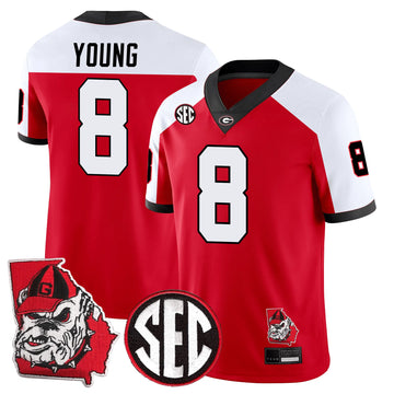 Personalized GB Football 24/25 Jersey - Georgia State Map Patch - YOUNG - 8 / Alternate Red White Stitched