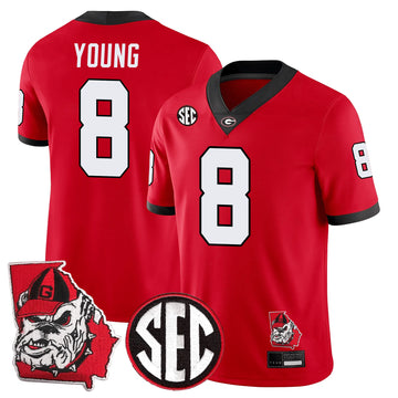 Personalized GB Football 24/25 Jersey - Georgia State Map Patch - YOUNG - 8 / Red Stitched