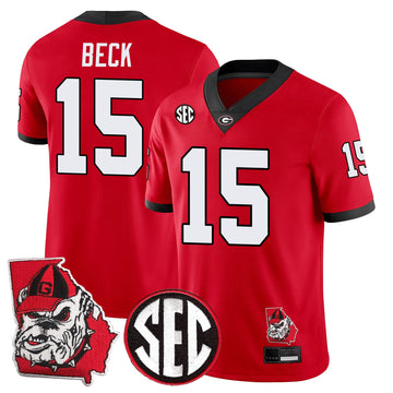 Personalized GB Football 24/25 Jersey - Georgia State Map Patch - BECK - 15 / Red Stitched