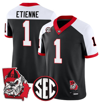 Personalized GB Football 24/25 Jersey - Georgia State Map Patch - ETIENNE - 1 / Alternate Black White Stitched