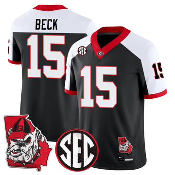 Personalized GB Football 24/25 Jersey - Georgia State Map Patch - BECK - 15 / Alternate Black White Stitched