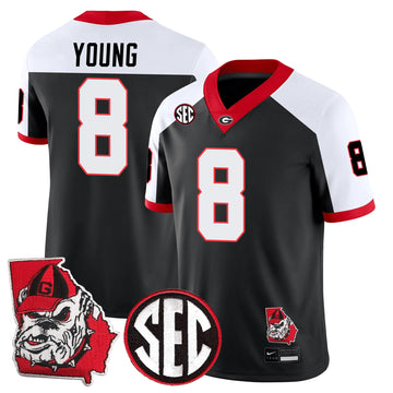 Personalized GB Football 24/25 Jersey - Georgia State Map Patch - YOUNG - 8 / Alternate Black White Stitched