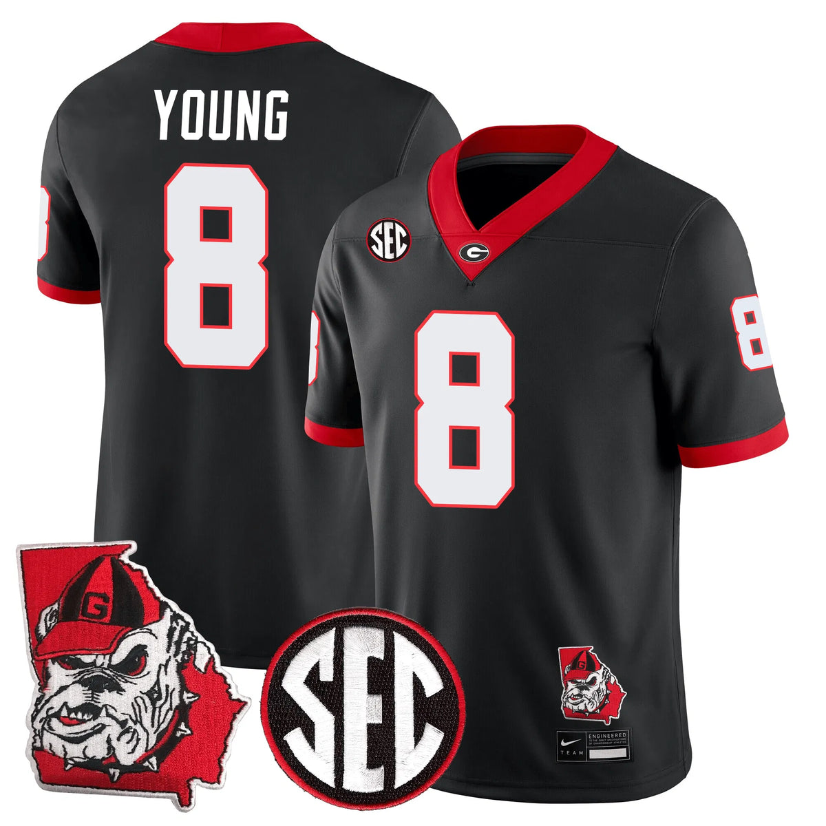 Personalized GB Football 24/25 Jersey - Georgia State Map Patch - YOUNG - 8 / Black Stitched