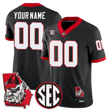Personalized GB Football 24/25 Jersey - Georgia State Map Patch - CUSTOM - 00 / Black Stitched