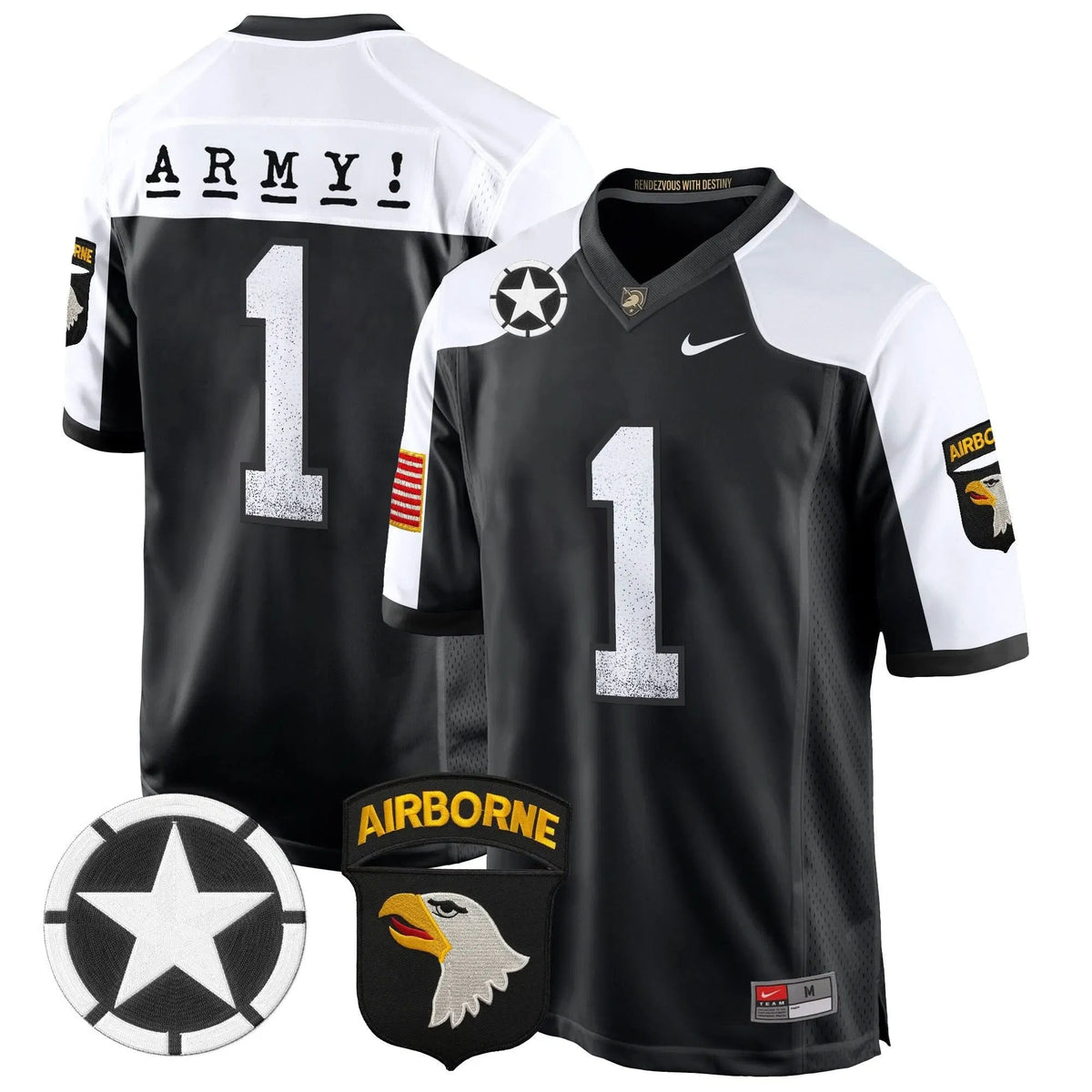 Personalized ABK 101st Airborne Division Patch 2026 Game Jersey - Black Alternate / #1 Team Stitched