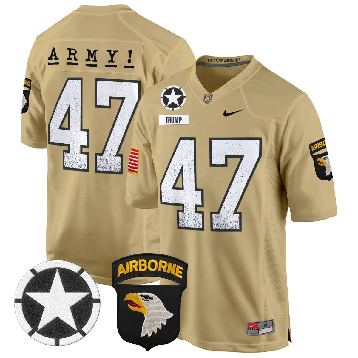 Personalized ABK 101st Airborne Division Patch 2026 Game Jersey - Tan / Trump Stitched
