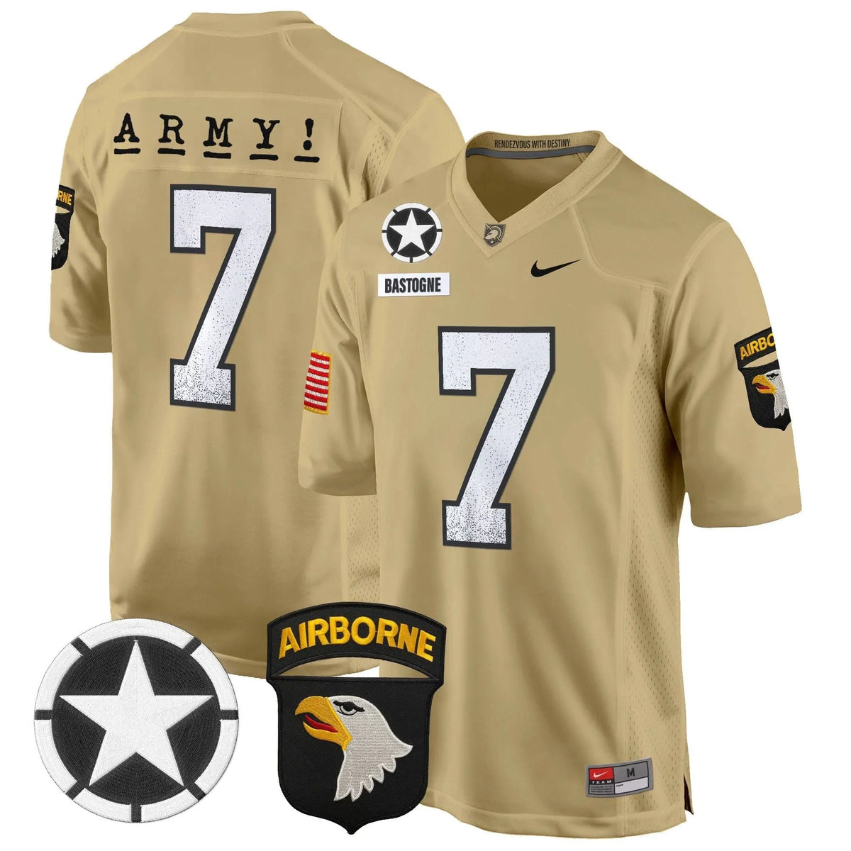 Personalized ABK 101st Airborne Division Patch 2026 Game Jersey - Tan / #7 Bastogne Stitched