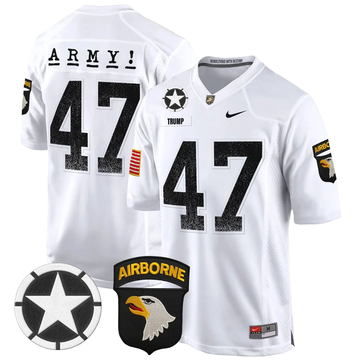 Personalized ABK 101st Airborne Division Patch 2026 Game Jersey - White / Trump Stitched