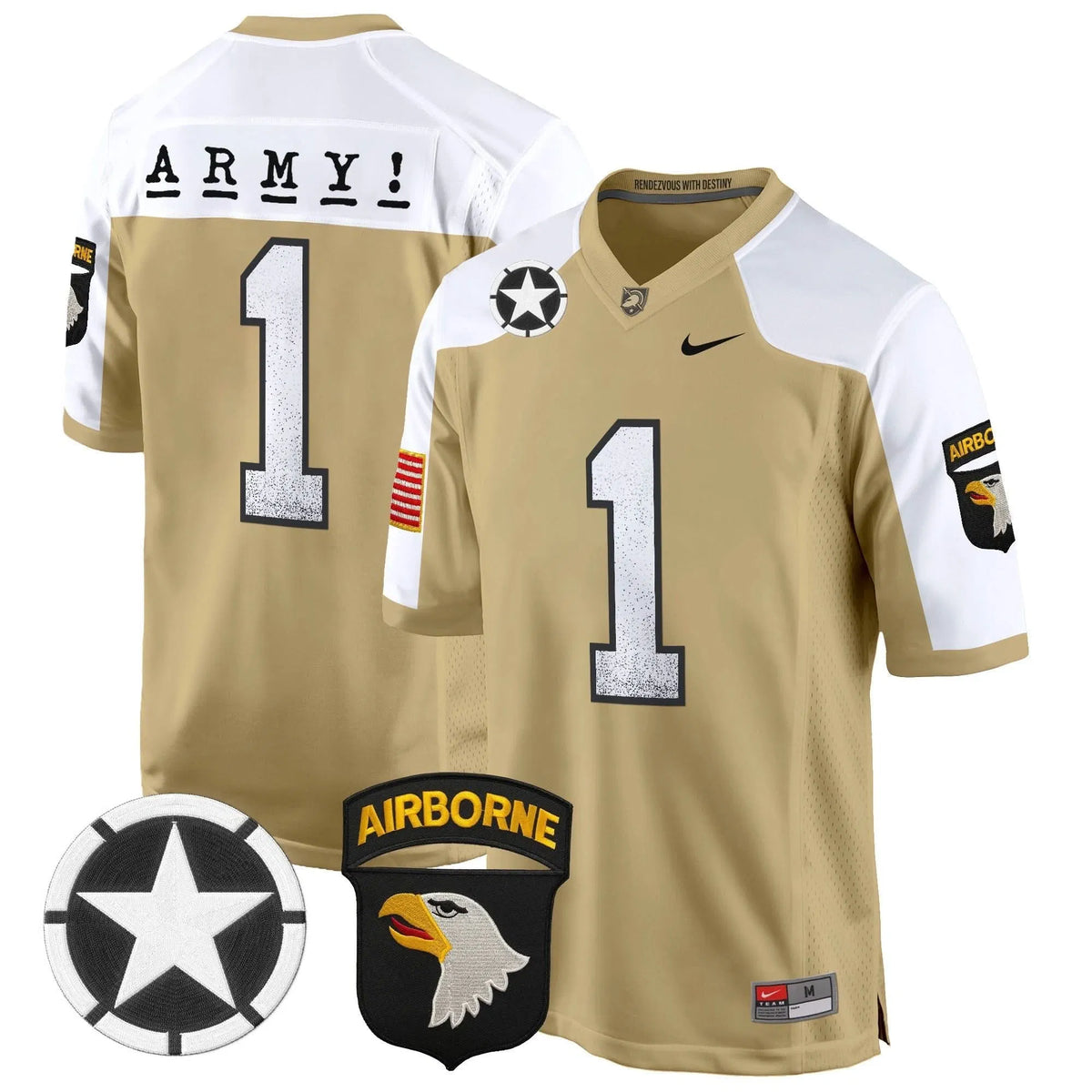 Personalized ABK 101st Airborne Division Patch 2026 Game Jersey - Tan Alternate / #1 Team Stitched