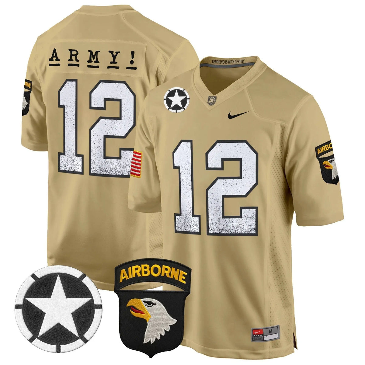 Personalized ABK 101st Airborne Division Patch 2026 Game Jersey - Tan / #12th Man Stitched