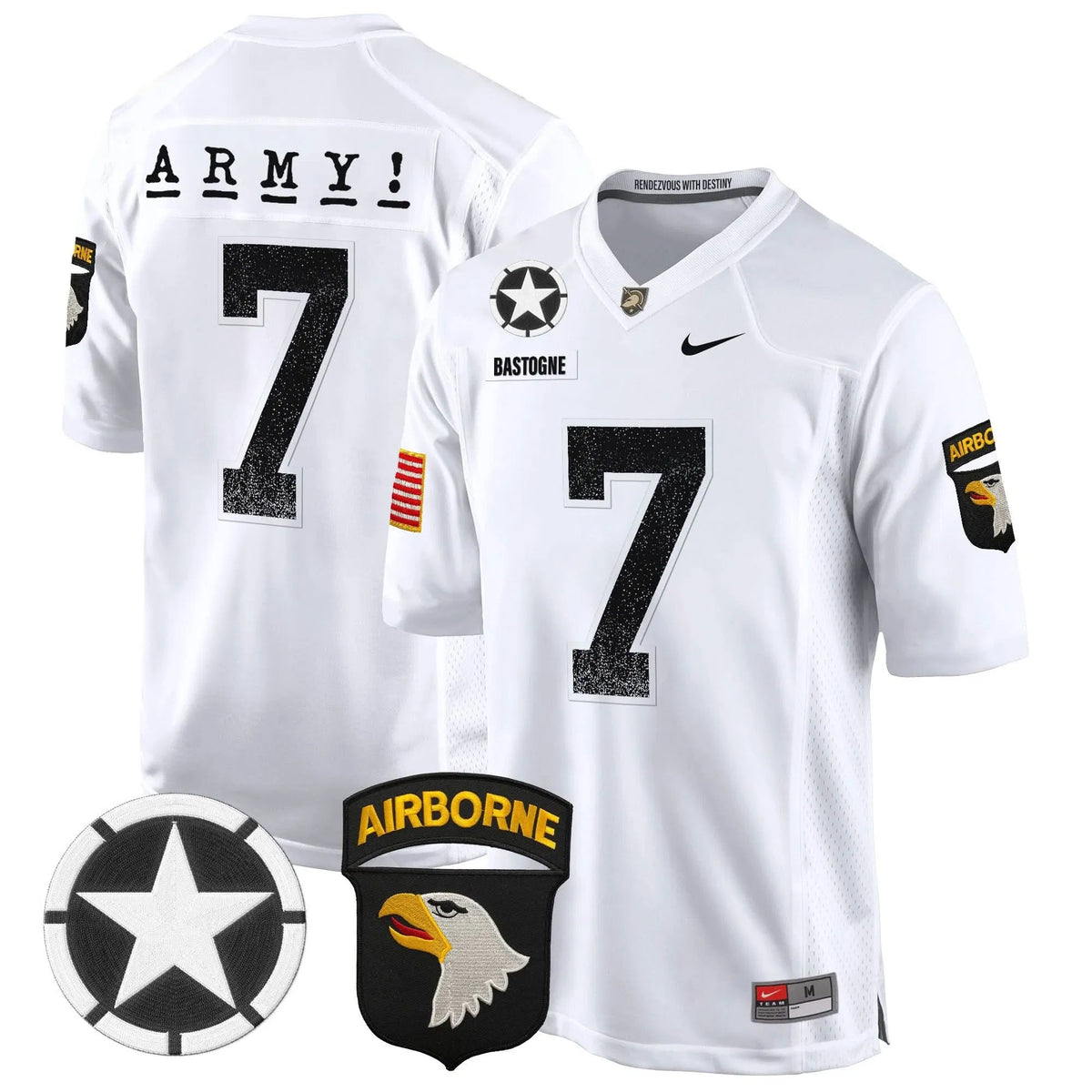 Personalized ABK 101st Airborne Division Patch 2026 Game Jersey - White / #7 Bastogne Stitched